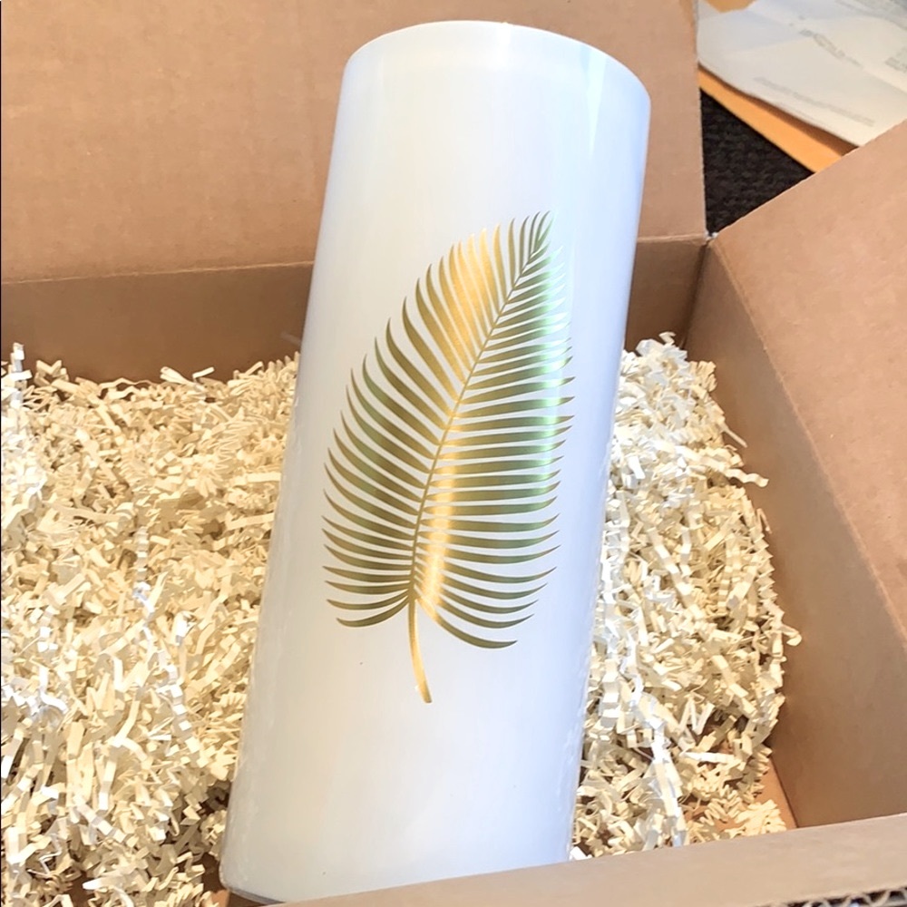 TORRE AND TAGUS GOLD PALM LEAF VASE
